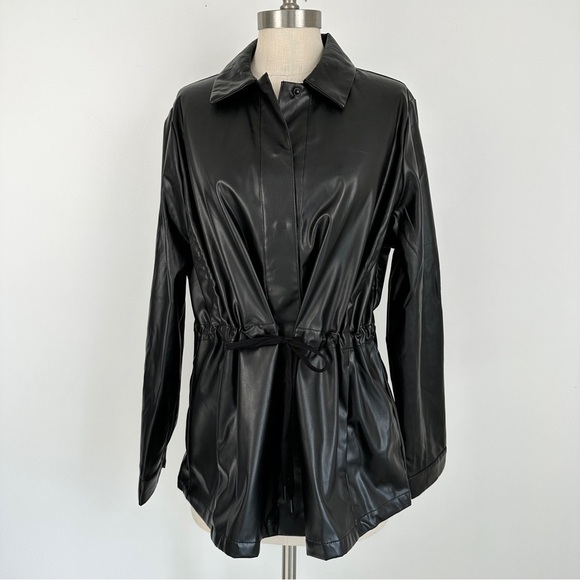 Lane Bryant Faux Leather Shirt Jacket Black  Size 14 NWT - Picture 6 of 14